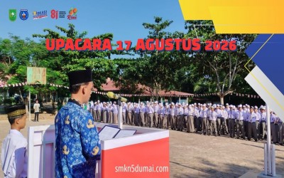 Upacara Peringatan HUT ke-81 Kemerdekaan Republik Indonesia di SMK Negeri 5 Dumai Berlangsung Khidmat